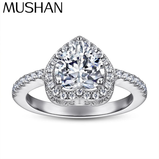 Bague de fiançailles MuShan Jewelry en argent sterling 925, anneau avec zircon cubique 7A, cadeau d'anniversaire scintillant pour femme