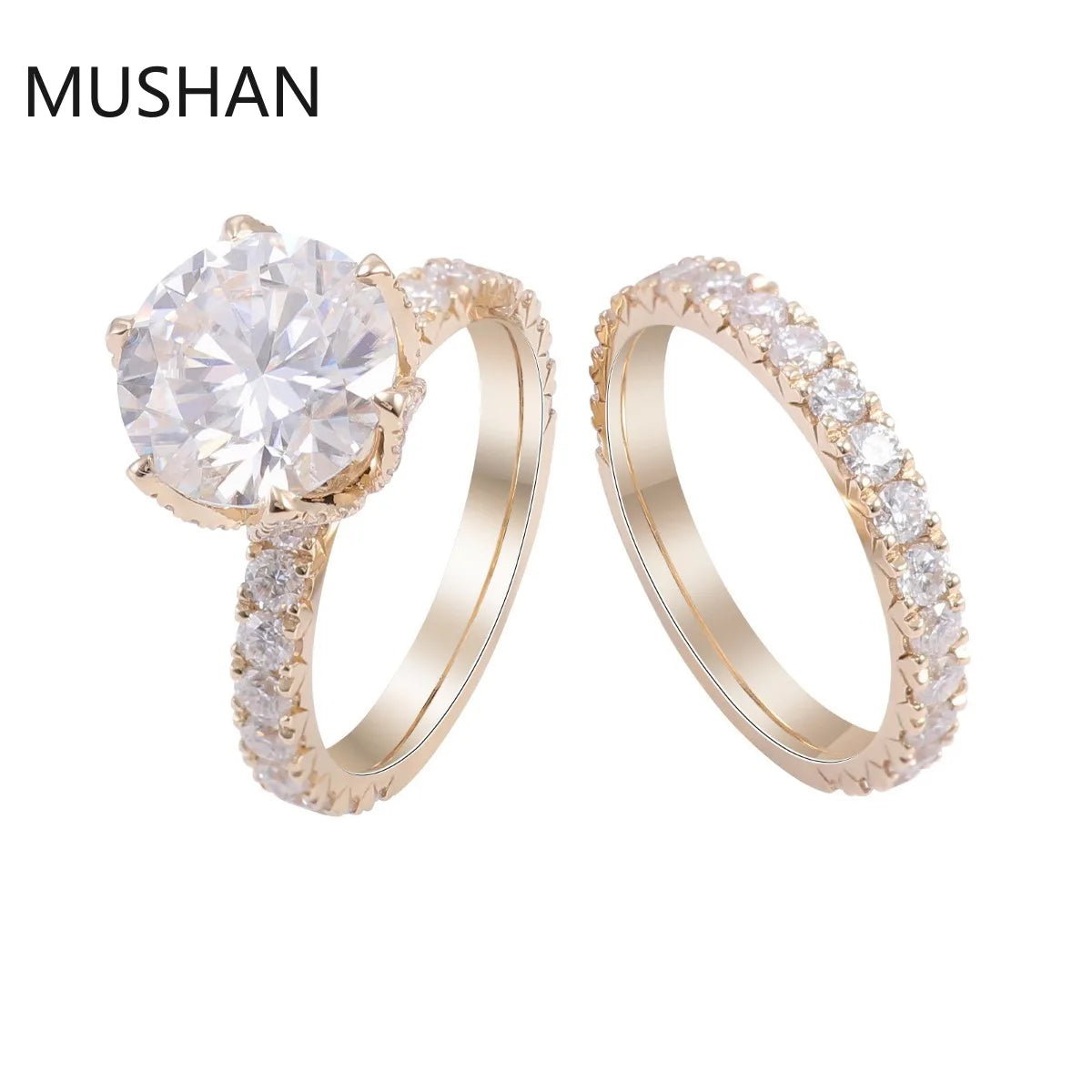 MUSHAN Luxury Custom 14K 18K Gold Rings Band Jewelry With Moissanite Diamond Lab Grown Gemstones Diamond Wedding Ring For Women