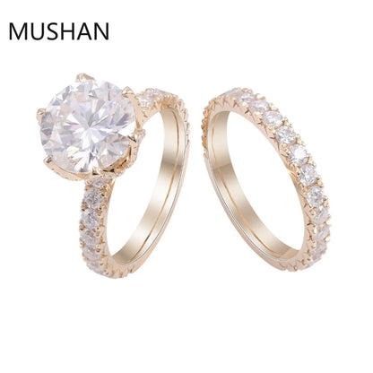 MUSHAN Luxury Custom 14K 18K Gold Rings Band Jewelry With Moissanite Diamond Lab Grown Gemstones Diamond Wedding Ring For Women