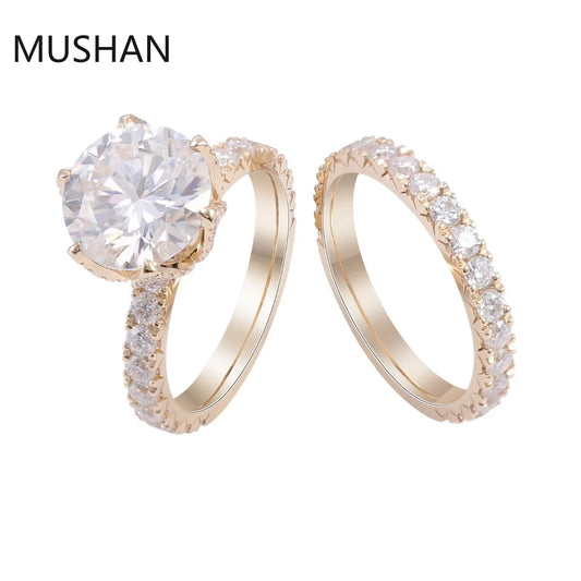 MUSHAN Luxury Custom 14K 18K Gold Rings Band Jewelry With Moissanite Diamond Lab Grown Gemstones Diamond Wedding Ring For Women