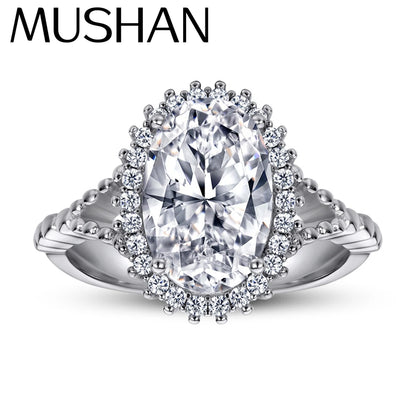 MuShan Jewelry 925 Sterling Silver Rings Bands Engagement Ring 7A Cubic Zirconia Trendy Anniversary Rings Bands  Women Gift