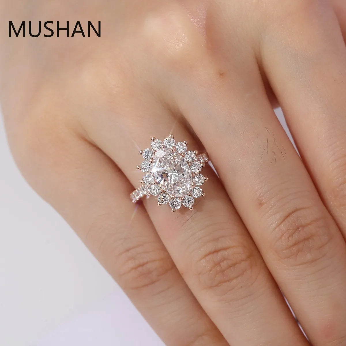 MUSHAN Luxury Custom 14K 18K Gold Rings Band Jewelry With Moissanite Diamond Lab Grown Gemstones Diamond Wedding Ring For Women