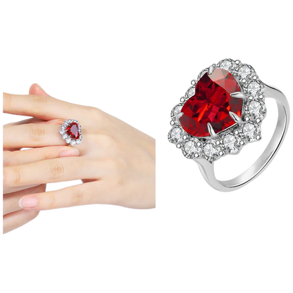 MUSHAN Custom Jewelry 925 Sterling Silver Ring Lab Red Emerald Marquise Modern Ring for Women 18K Gold Plated Anniversary Ring