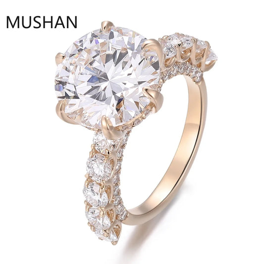 MUSHAN Luxury Custom 14K 18K Gold Rings Band Jewelry With Moissanite Diamond Lab Grown Gemstones Diamond Wedding Ring For Women