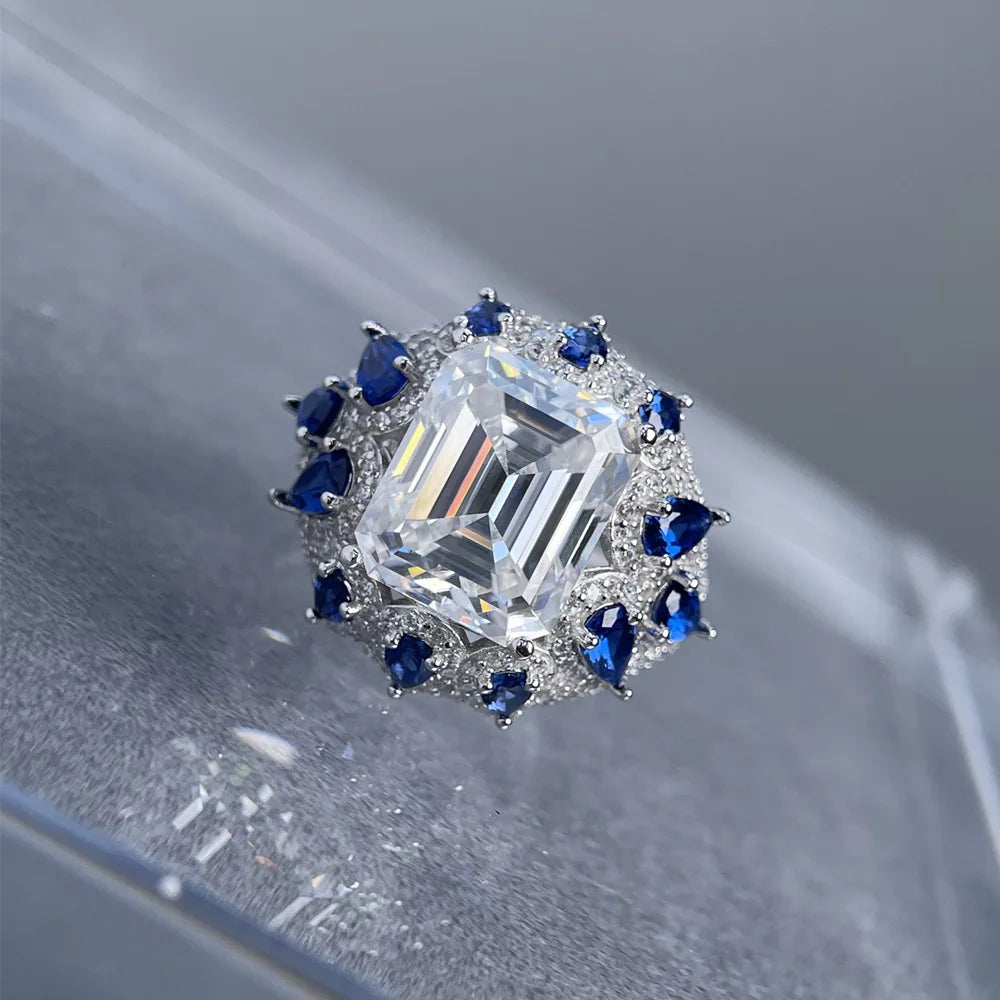 Anillo de plata de ley 925 marca MuShan con diamante de moissanita, anillo formal para esposa, chapado en oro auténtico de 18 quilates, anillos con patente MST