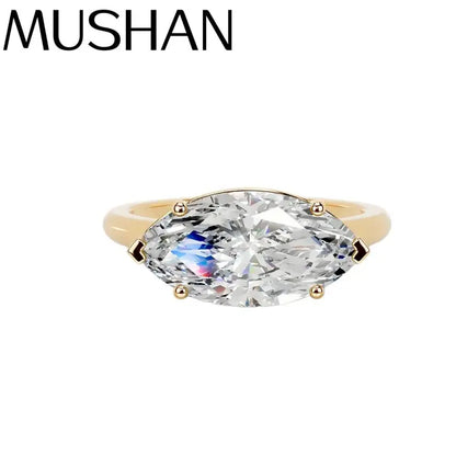 MuShan Designer Jewelry 925 Sterling Silver Ring Round Moissanite Cocktail Ring for Fiancee 18K Gold Plated MST Patent Rings