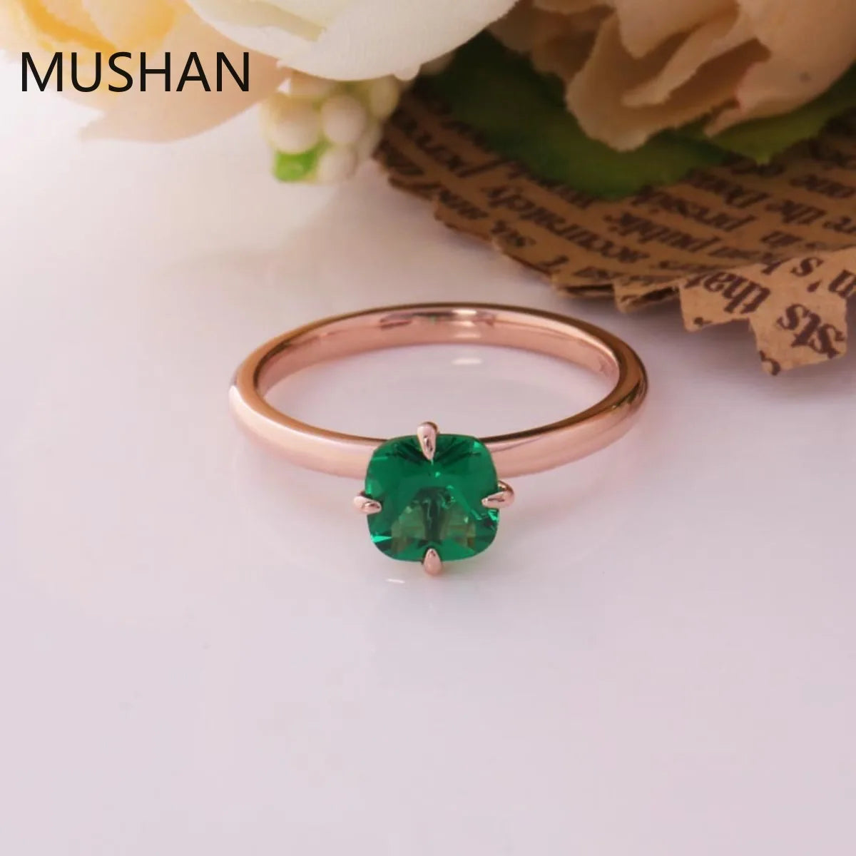 MUSHAN Anillo de boda de lujo personalizado para mujer, de oro de 14K o 18K, con diamantes de moissanita y piedras preciosas cultivadas en laboratorio.