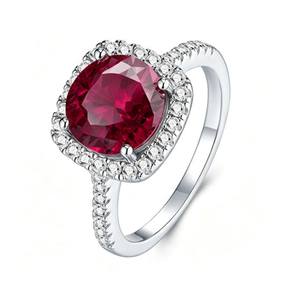 MUSHAN Custom Jewelry 2CT Circular Ring Lab Grown Gemstones Ruby Emerald Sapphire Rings Jewelry 925 Sterling Silver Women Ring