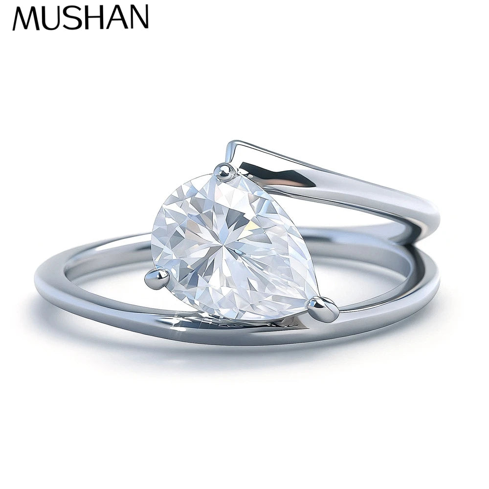 Bague de joaillerie de marque MuShan en argent sterling 925, alliance formelle en diamant moissanite pour femme, plaquée or véritable 18 carats, bagues brevetées MST