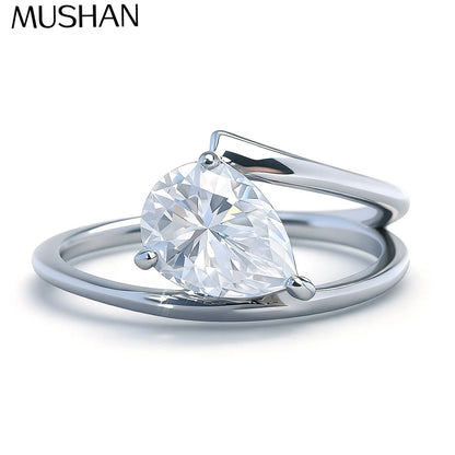 Bague de joaillerie de marque MuShan en argent sterling 925, alliance formelle en diamant moissanite pour femme, plaquée or véritable 18 carats, bagues brevetées MST
