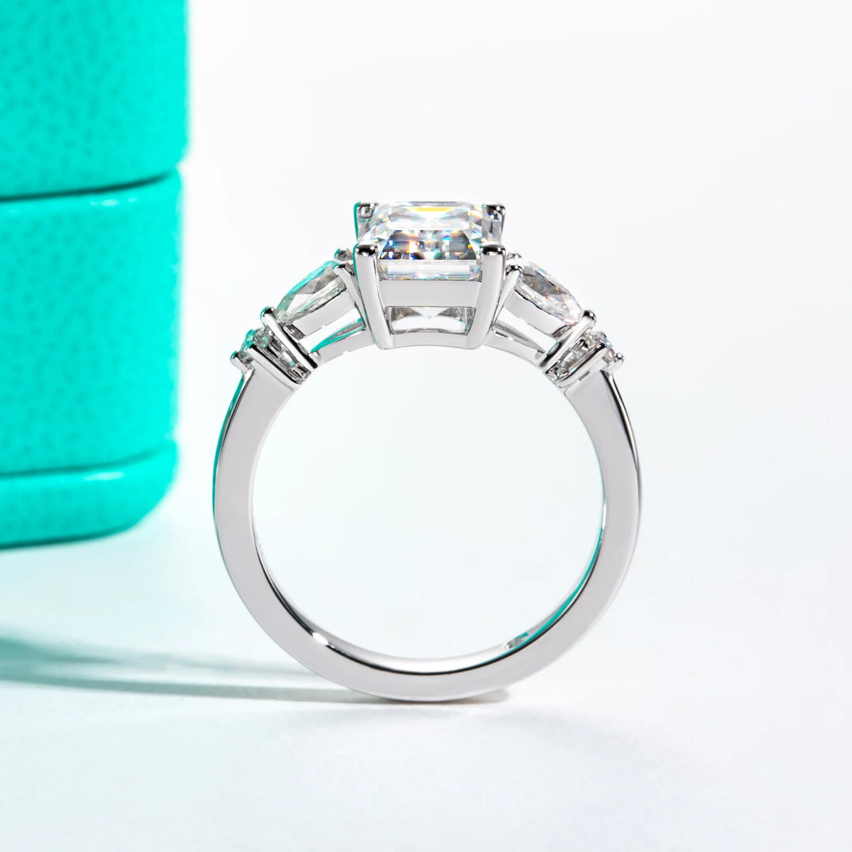 Anillo de plata de ley 925 marca MuShan con moissanita redonda, anillo de oficina para novia, chapado en oro auténtico de 18 quilates, joyería con patente MST