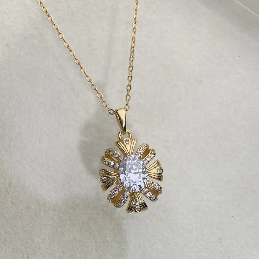 Collier MuShan Luxury Jewelry en argent sterling 925, chaîne corde, moissanite éclatante, idéal pour un rendez-vous amoureux, plaqué rhodium, pour épouse, collier breveté MST
