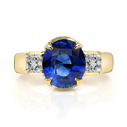 Anillo de compromiso MUSHAN de plata de ley 925 con zafiro de laboratorio para mujer, chapado en oro de 18K, regalo de aniversario