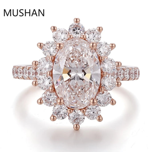 MUSHAN Luxury Custom 14K 18K Gold Rings Band Jewelry With Moissanite Diamond Lab Grown Gemstones Diamond Wedding Ring For Women