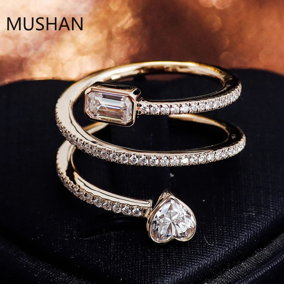 MUSHAN Luxury Custom 14K 18K Gold Rings Band Jewelry With Moissanite Diamond Lab Grown Gemstones Diamond Wedding Ring For Women