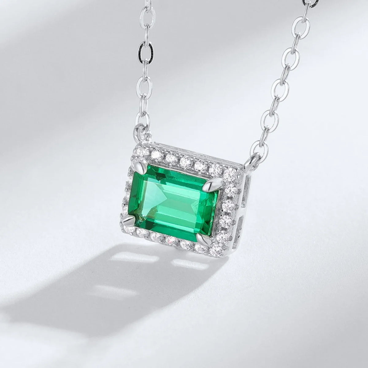 MUSHAN Luxury Jewelry 925 Sterling Silver Chain Pendant Necklace Lab Grown Emerald Ruby Gemstones Necklaces Pendants GRC Jewelry