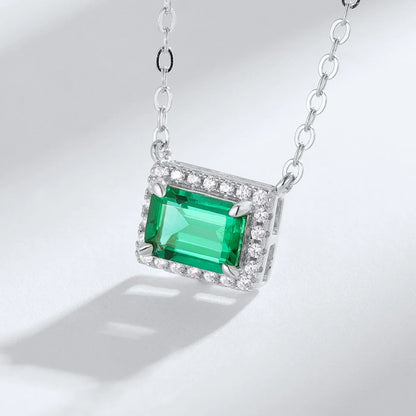 MUSHAN Luxury Jewelry 925 Sterling Silver Chain Pendant Necklace Lab Grown Emerald Ruby Gemstones Necklaces Pendants GRC Jewelry