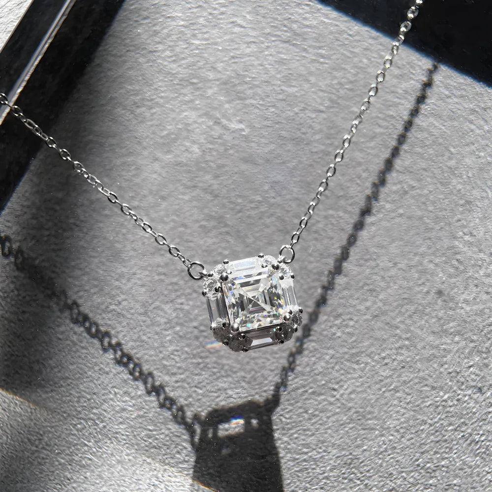 Collar con colgante de cadena de plata de ley 925 de la marca MuShan, con moissanita en forma de pera, sin níquel, para novia, chapado en platino, patente MST