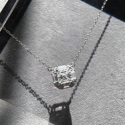 Collar con colgante de cadena de plata de ley 925 de la marca MuShan, con moissanita en forma de pera, sin níquel, para novia, chapado en platino, patente MST