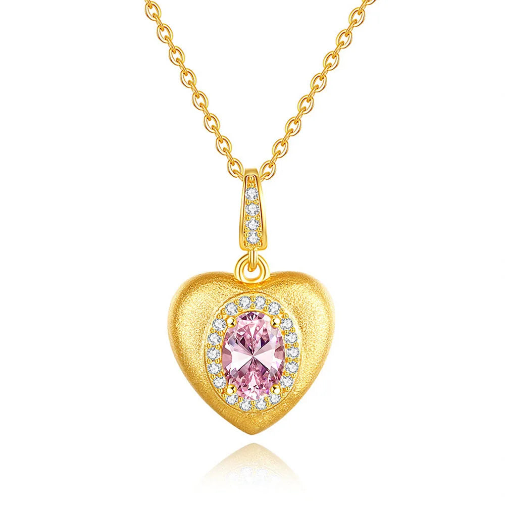 MuShan Luxury Jewelry 925 Sterling Silver Pendant Necklace 1CT Moissanite Birthday Girls Gold Vermeil MST Patent Rope Chain
