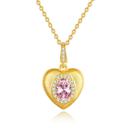 MuShan Luxury Jewelry 925 Sterling Silver Pendant Necklace 1CT Moissanite Birthday Girls Gold Vermeil MST Patent Rope Chain
