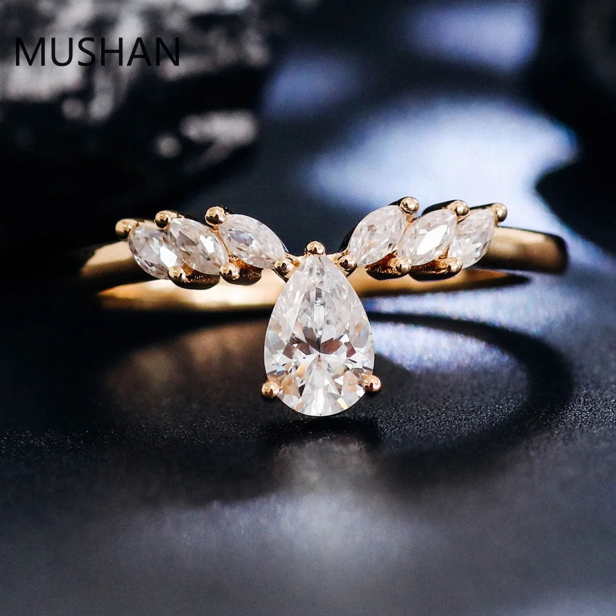 MUSHAN Luxury Custom 14K 18K Gold Rings Band Jewelry With Moissanite Diamond Lab Grown Gemstones Diamond Wedding Ring For Women