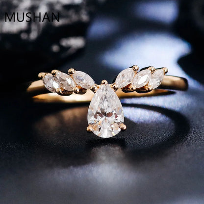 MUSHAN Luxury Custom 14K 18K Gold Rings Band Jewelry With Moissanite Diamond Lab Grown Gemstones Diamond Wedding Ring For Women