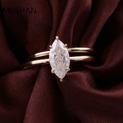 MUSHAN Luxury Custom 14K 18K Gold Rings Band Jewelry With Moissanite Diamond Lab Grown Gemstones Diamond Wedding Ring For Women