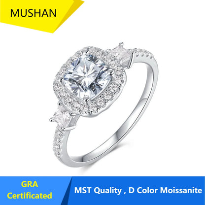 MUHAN Luxury Jewelry  925 Sterling Silver Ring Wedding Band  Women GRA Certificate Moissanite Diamond Rings D Color Fine Jewelry