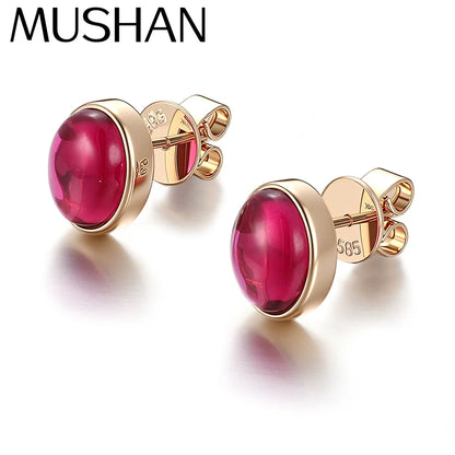 MUSHAN Custom Jewelry 10k 14k 18k Gold Stud Earrings Luxury Lab Grown Ruby Women Wedding Anniversary Earrings Stud Ear Pin Jewel