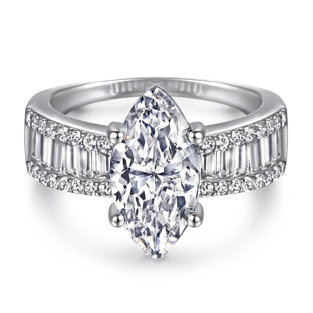 MuShan Jewelry 925 Sterling Silver Ring Wedding Band High Carbon Diamond Party Cocktail Cocktail Party Women Rings Fine Jewelry