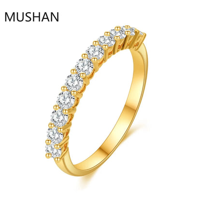 MUSHAN Luxury Custom 14K 18K Gold Rings Band Jewelry With Moissanite Diamond Lab Grown Gemstones Diamond Wedding Ring For Women