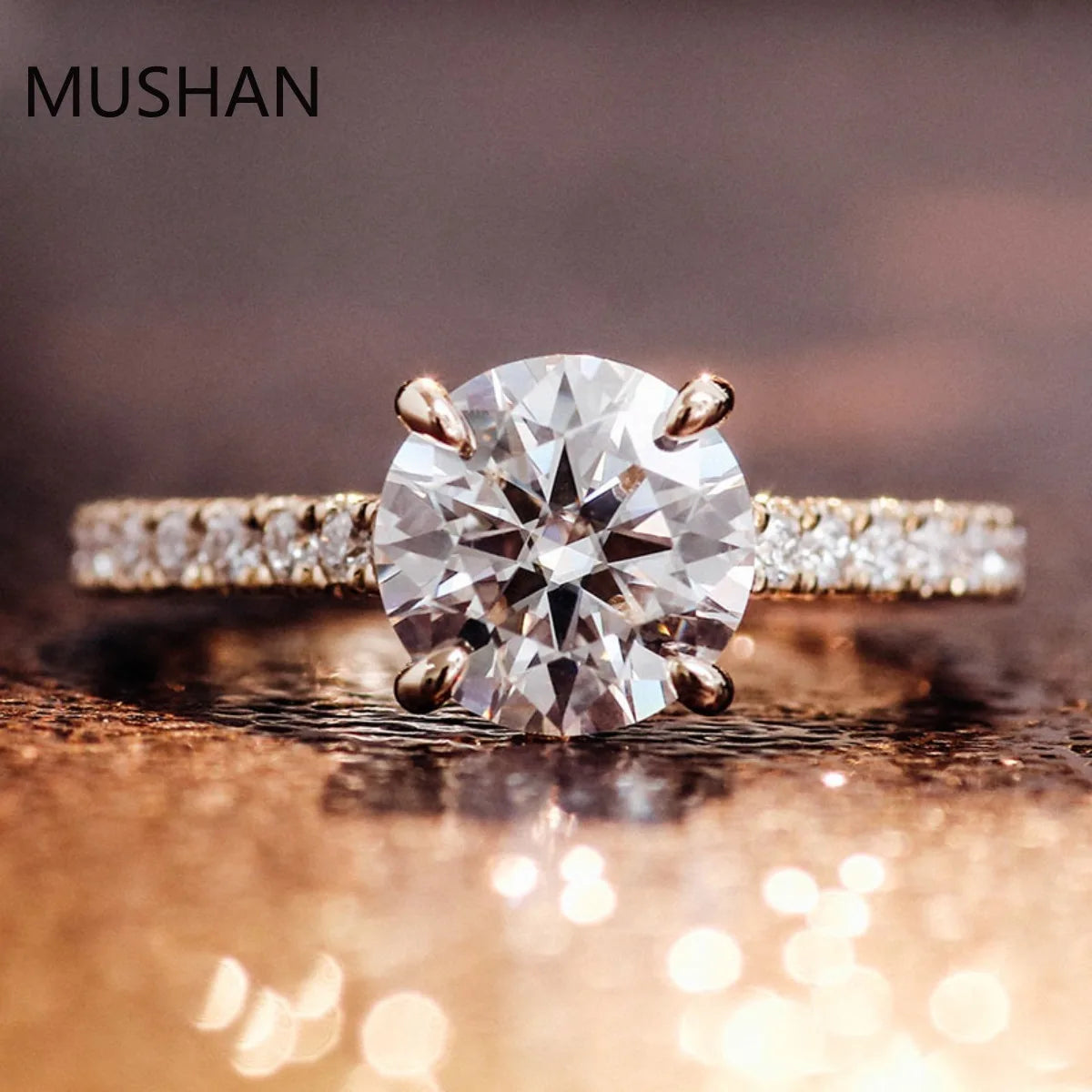 MUSHAN Luxury Custom 14K 18K Gold Rings Band Jewelry With Moissanite Diamond Lab Grown Gemstones Diamond Wedding Ring For Women