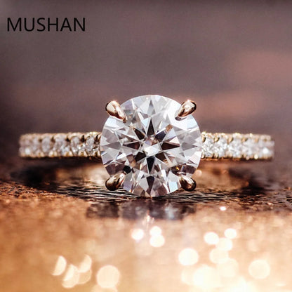 MUSHAN Luxury Custom 14K 18K Gold Rings Band Jewelry With Moissanite Diamond Lab Grown Gemstones Diamond Wedding Ring For Women