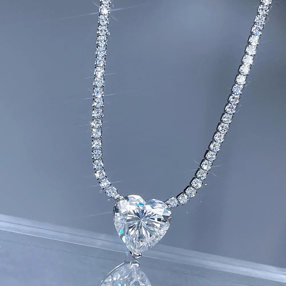 MuShan Designer Jewelry 925 Sterling Silver Necklace Emerald Moissanite for Mom Platinum Plated MST Patent Festive Necklace