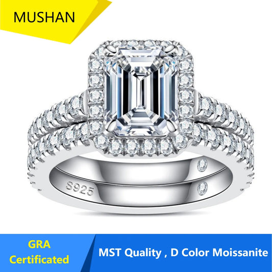 MUHAN Luxury Jewelry  925 Sterling Silver Ring Wedding Band  Women GRA Certificate Moissanite Diamond Rings D Color Fine Jewelry
