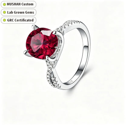 MUSHAN Custom Jewelry 925 Sterling Silver Ring Band for Women 5ct Lab Grown Gemstones Ruby Emerald Sapphire Rings Jewelry