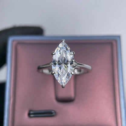 MuShan Luxury Jewelry 925 Sterling Silver Ring Moissanite Classic Ring for Bride 18K Real Gold Plated MST Patent Fine Jewellery