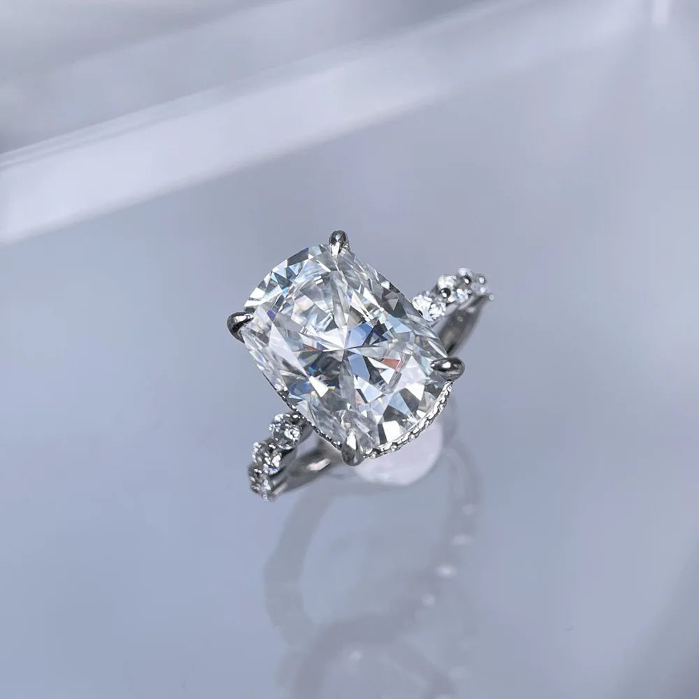 Anillo de plata de ley 925 de MuShan Luxury Jewelry con moissanita VVS, encantador anillo para pareja, chapado en oro de 18 quilates, anillos con patente MST y certificado GRA