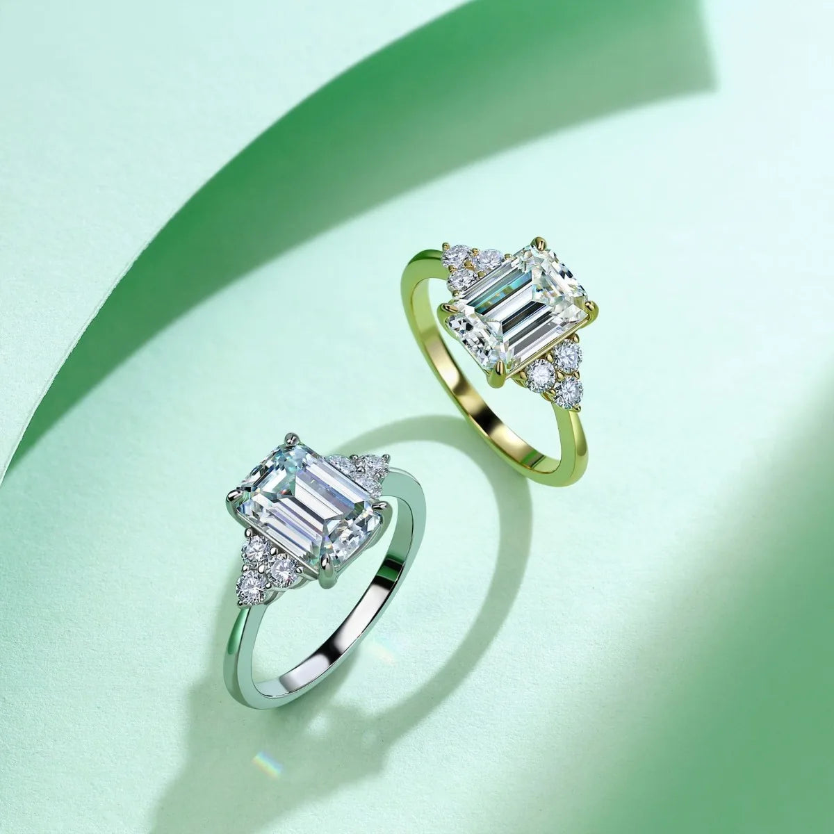 MUSHAN Luxury Jewelry 925 Sterling Silver Ring Band Women GRA Certificated Moissanite Diamond Emerald D Color Rings Fine Jewelry