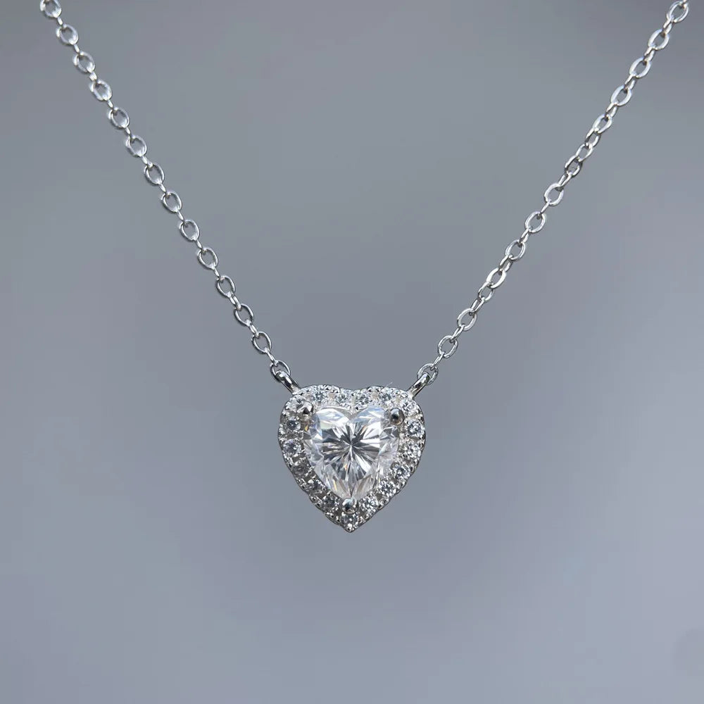 MuShan Luxury Jewelry 925 Sterling Silver Pendant Locket Heart Moissanite Non Tarnish for Daughter Real Gold Plated MST Patent