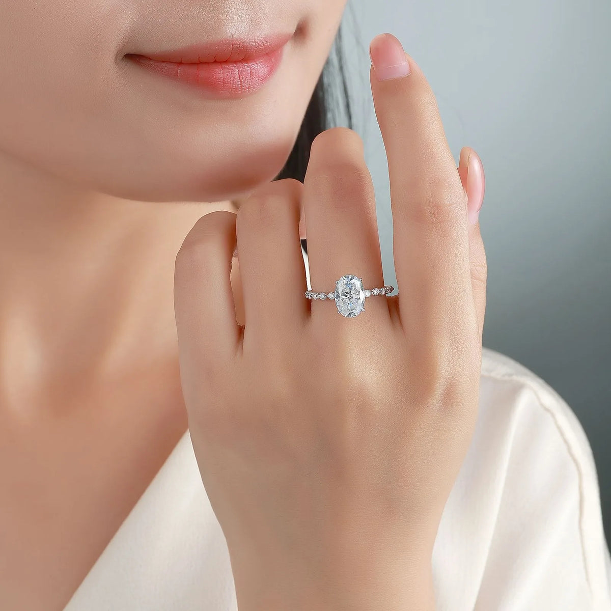 Anillo de plata de ley 925 MUSHAN Luxury Jewelry, banda para mujer, diamante de moissanita con certificado GRA, esmeralda, color D, joyería fina