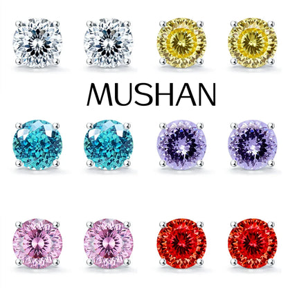MuShan Jewelry 925 Sterling Silver Stud Earrings Dangle High Carbon Diamond Vintage Luxury Women Earring Fine Jewelry