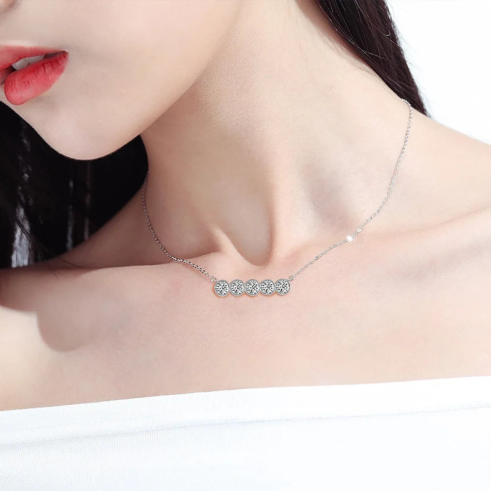 MuShan Jewelry 925 Sterling Silver Necklace Pendant Chain HCD Diamonds Mother Day Gift Girlfriend Gift Women Necklaces Jewelry