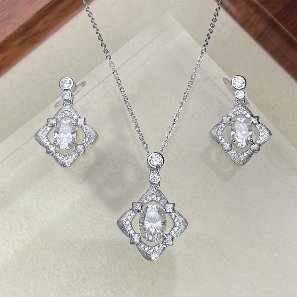 MuShan Designer Jewelry 925 Sterling Silver Opera Necklace Pear Moissanite for Partner Gold Vermeil MST Patent Cocktail Operas