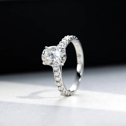Anillo de compromiso de plata de ley 925 de MUHAN Luxury Jewelry, anillo de diamantes de moissanita con certificado GRA para mujer, color D, joyería fina