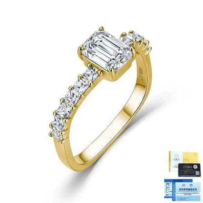 Anillo de lujo MUSHAN de plata de ley 925 para mujer, con diamante de moissanita certificado por GRA, color esmeralda D, joyería fina