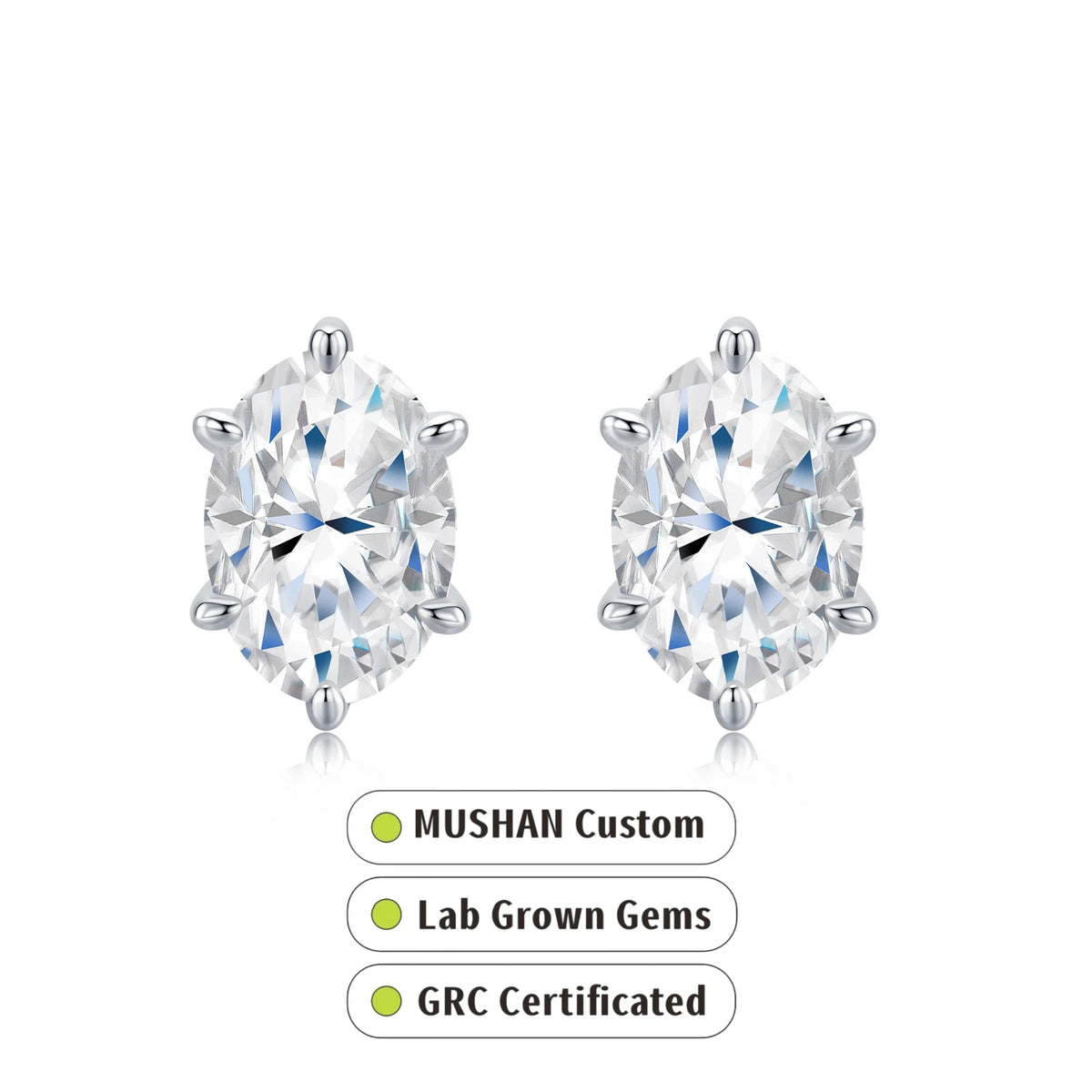 MUSHAN Custom Jewelry 925 Sterling Silver Stud 1CT Earrings Women Lab Grown Gemstones Ruby Emerald Sapphire Stud Drop Jewelry