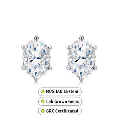 MUSHAN Custom Jewelry 925 Sterling Silver Stud 1CT Earrings Women Lab Grown Gemstones Ruby Emerald Sapphire Stud Drop Jewelry
