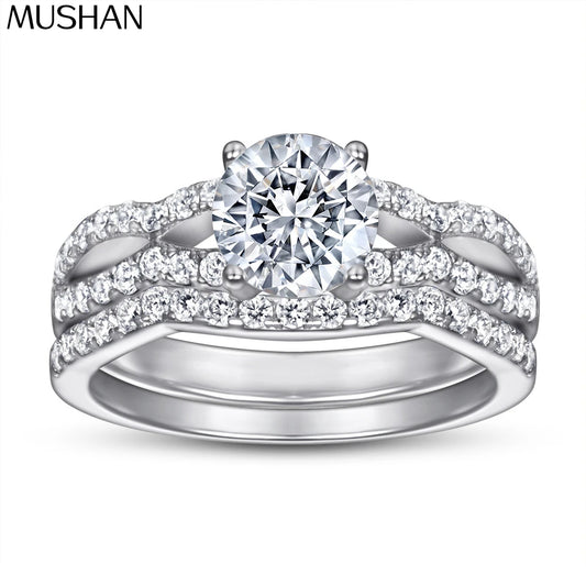 MuShan Luxury Jewelry 925 Sterling Silver Ring Zircon 7A Grade Emerald Party for Bride Rhodium Plated Fine Jewelry Rings